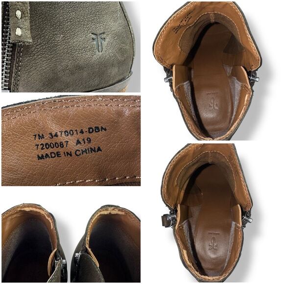 Frye Judy Ankle Boots Short Booties Brown Leather Double Side Zip Womens 7 M - Picture 7 of 13